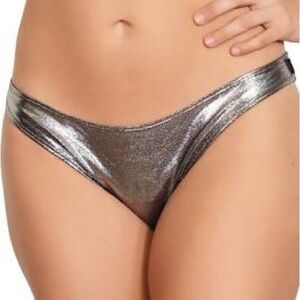 Pole sport wear Metallic Silver Bikini Bottom